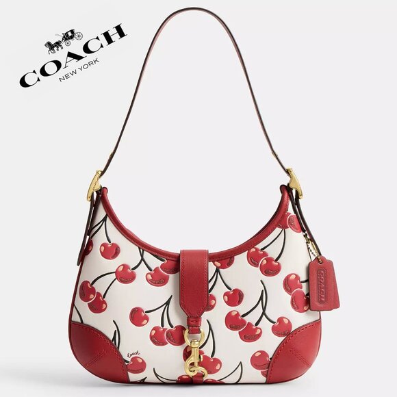 🍒Coach Hamptons Hobo Bag With Cherry Print - Picture 1 of 13